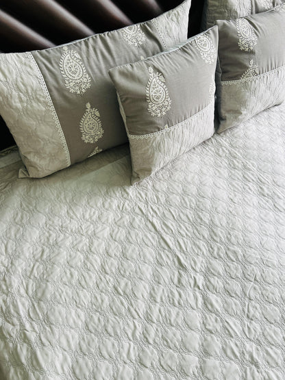 Grey Quilted Bedcover 5pc Set