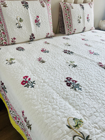 Handblock Quilted Bedcover 3pc Set