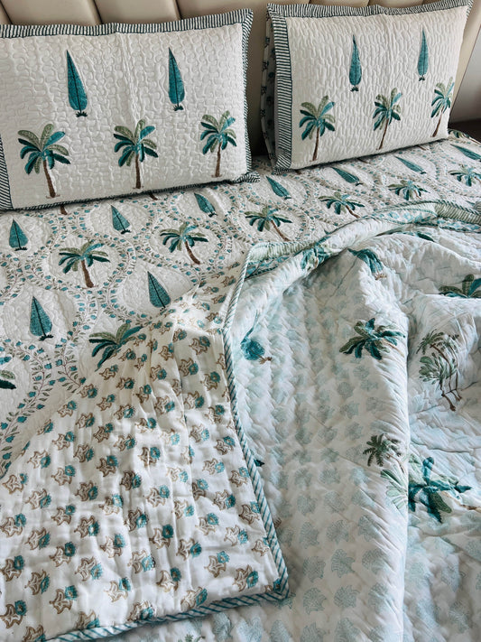 Double Bed Handblock Reversible Quilt