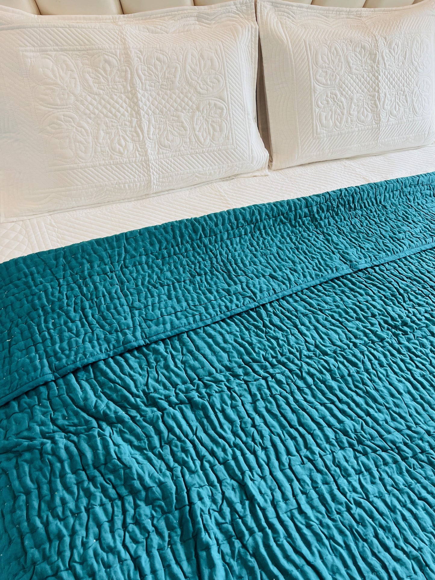 Double Bed Teal Kantha Quilt