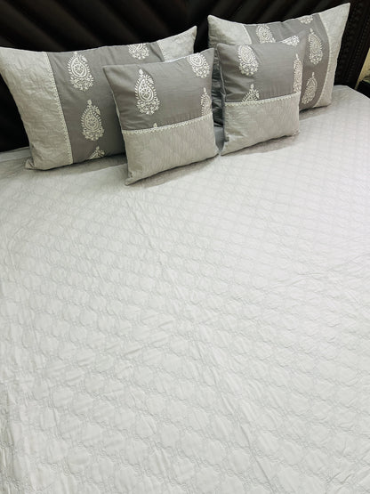 Grey Quilted Bedcover 5pc Set