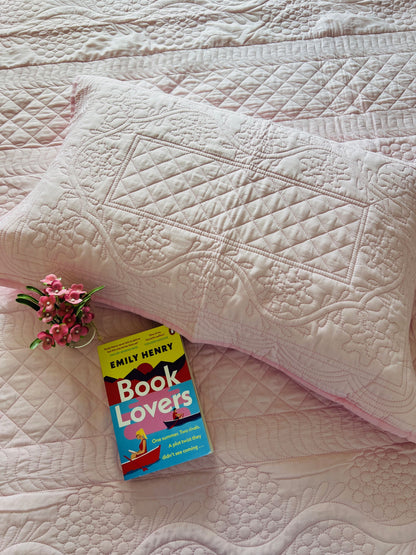 Baby Pink Quilted Solid Bedcover 3pc Set