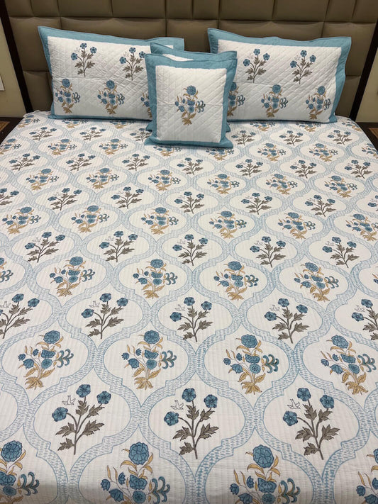 Handblock Quilted Bedcover 5pc Set