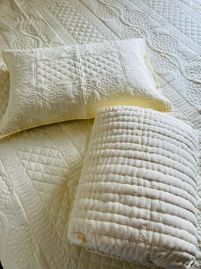 Lemon Quilted Solid Bedcover 3pc Set