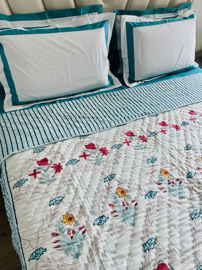 Double Bed Handblock Reversible Quilt