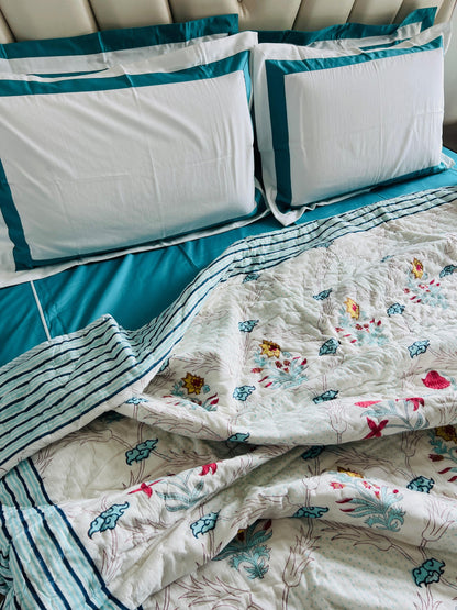 Double Bed Handblock Reversible Quilt