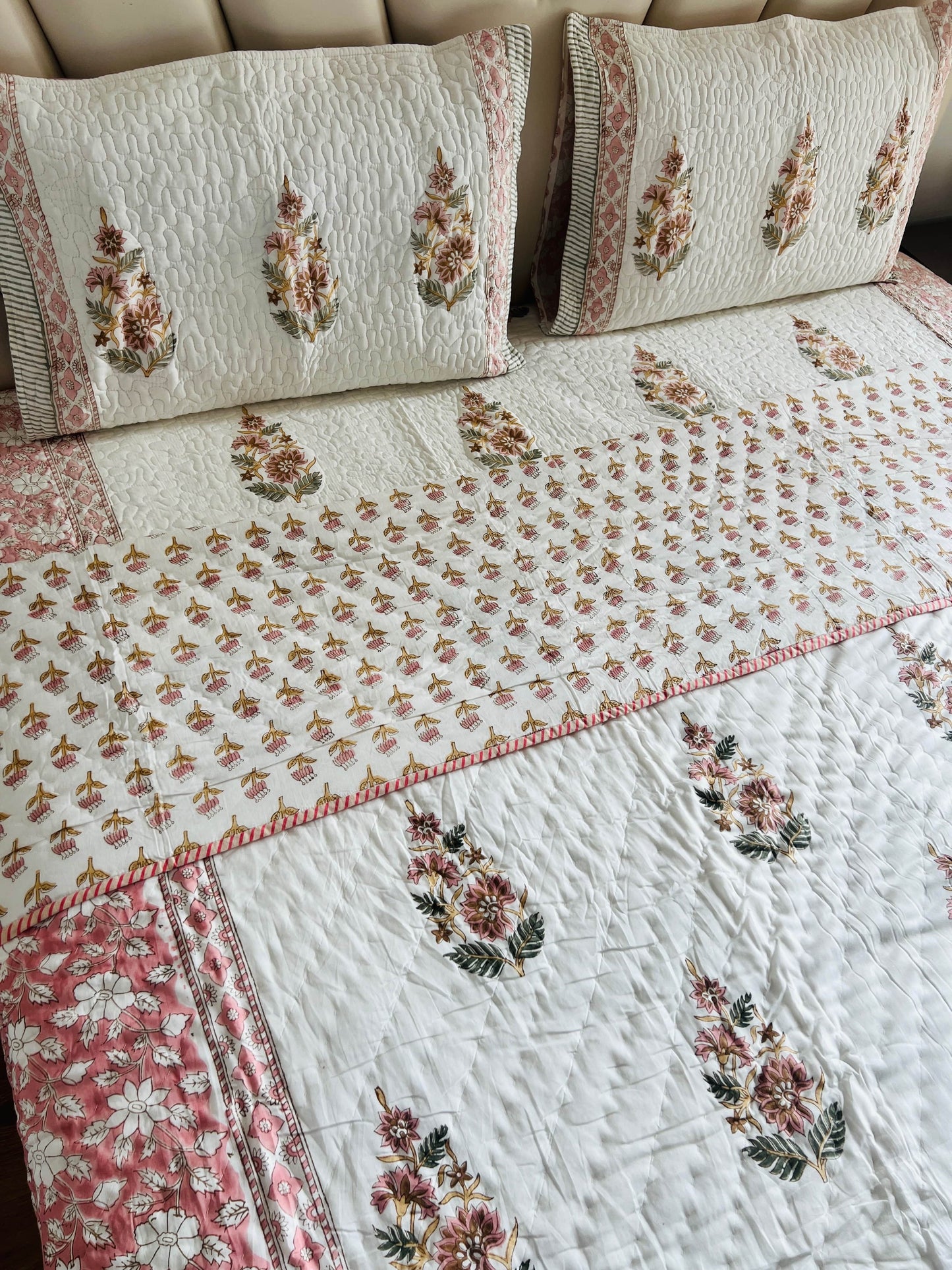 Double Bed Handblock Reversible Quilt