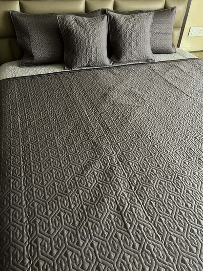 Charcoal Quilted Bedcover 5pc Set