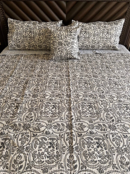 Queen Size Quilted Bedcover 5pc Set