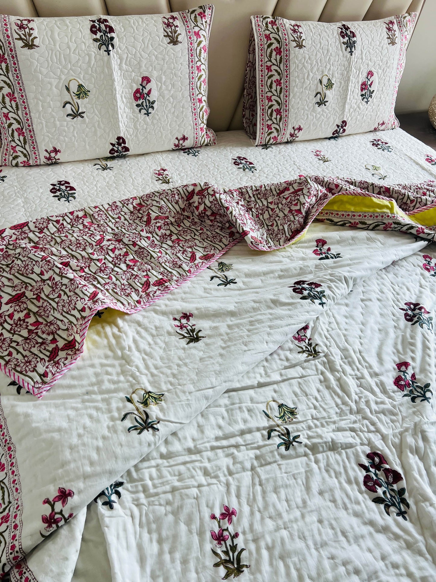 Double Bed Handblock Reversible Quilt