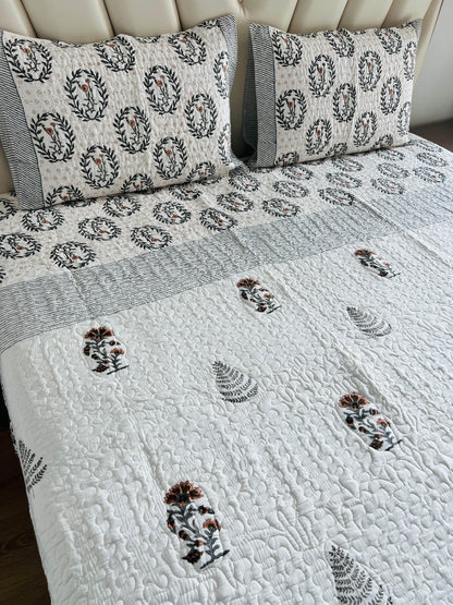 Handblock Quilted Bedcover 3pc Set