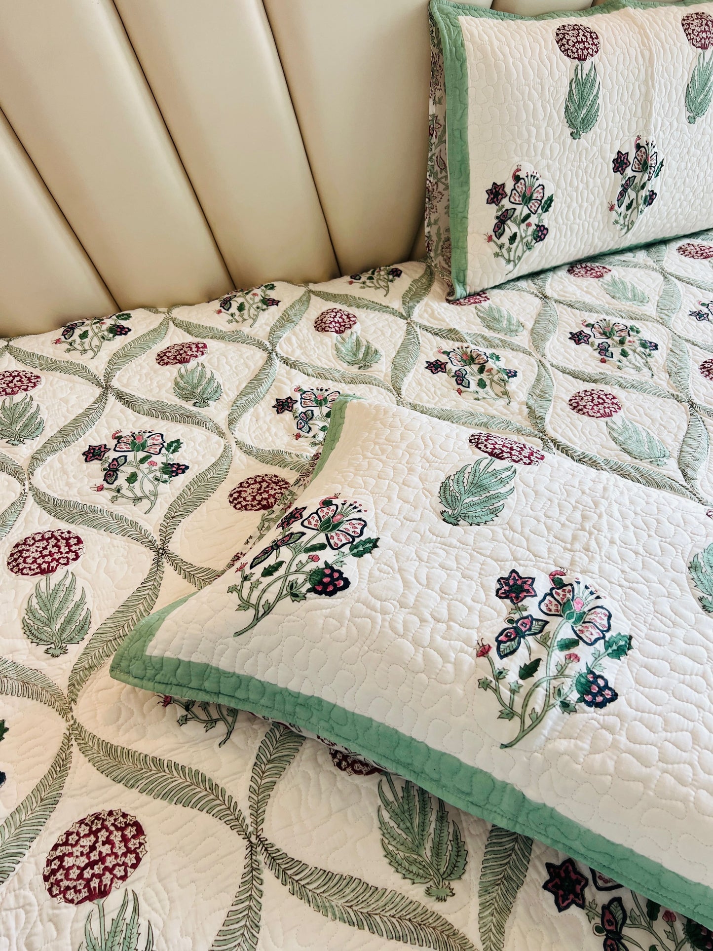 Handblock Quilted Bedcover 3pc Set