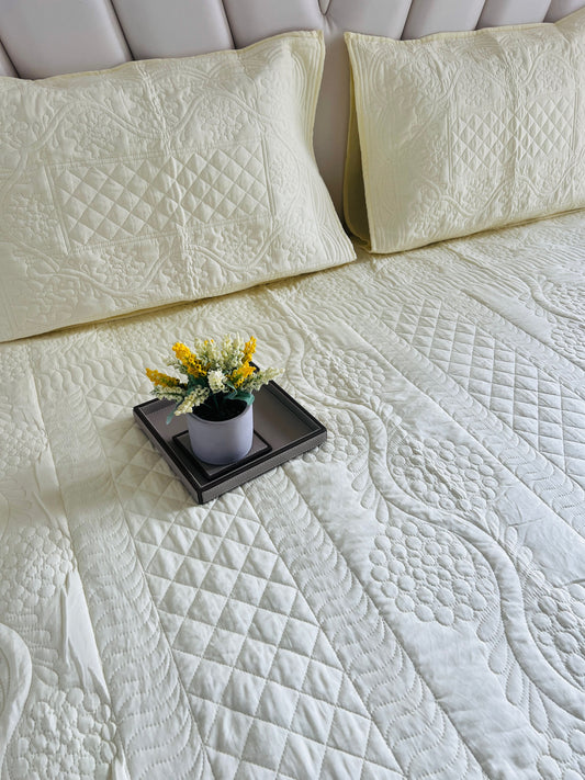 Lemon Quilted Solid Bedcover 3pc Set