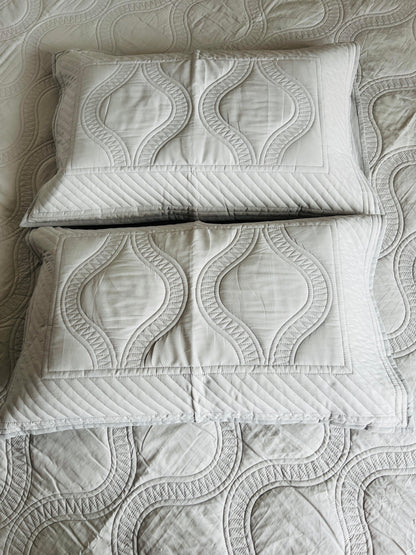 Jaal Grey Quilted Solid Bedcover 3pc Set