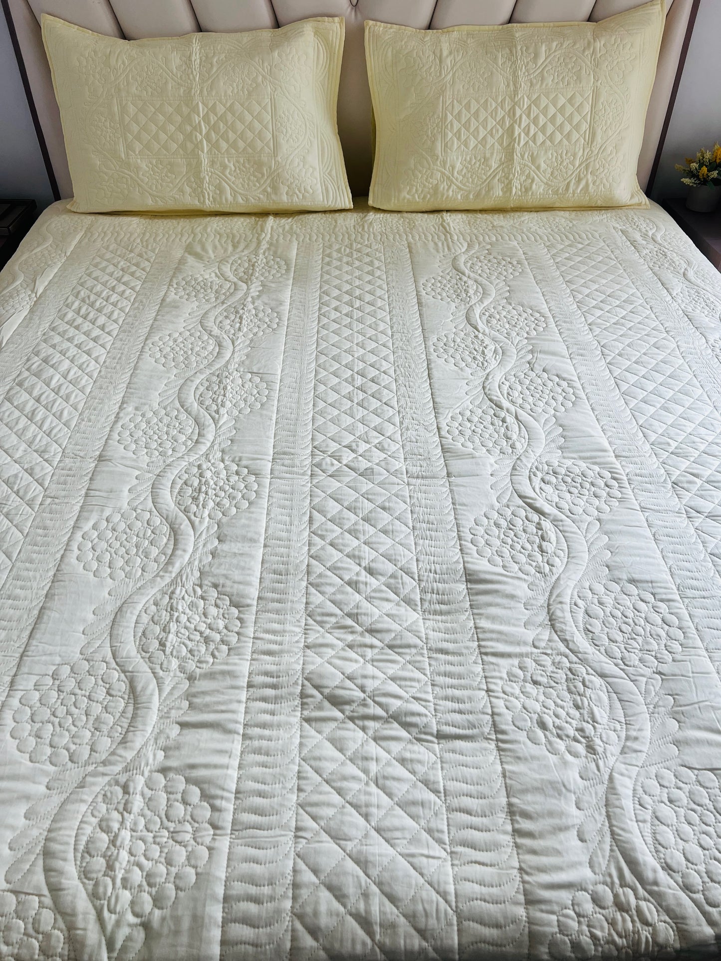 Lemon Quilted Solid Bedcover 3pc Set