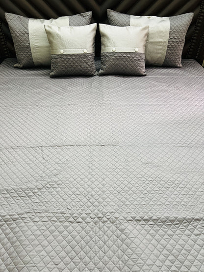 Charcoal Diamond Quilted Bedcover 5pc Set