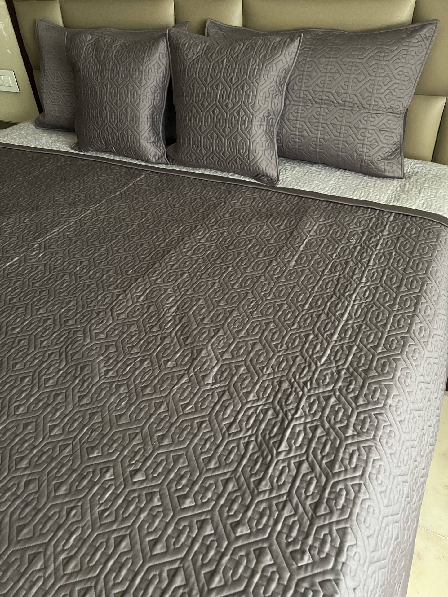 Charcoal Quilted Bedcover 5pc Set