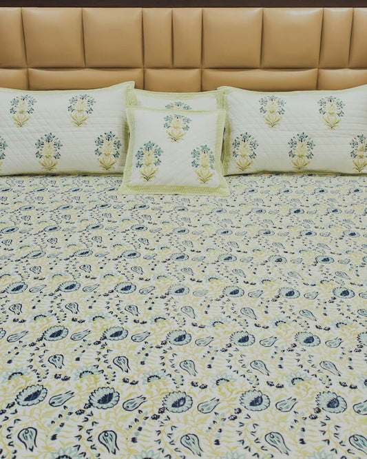 Handblock Quilted Bedcover 5pc Set