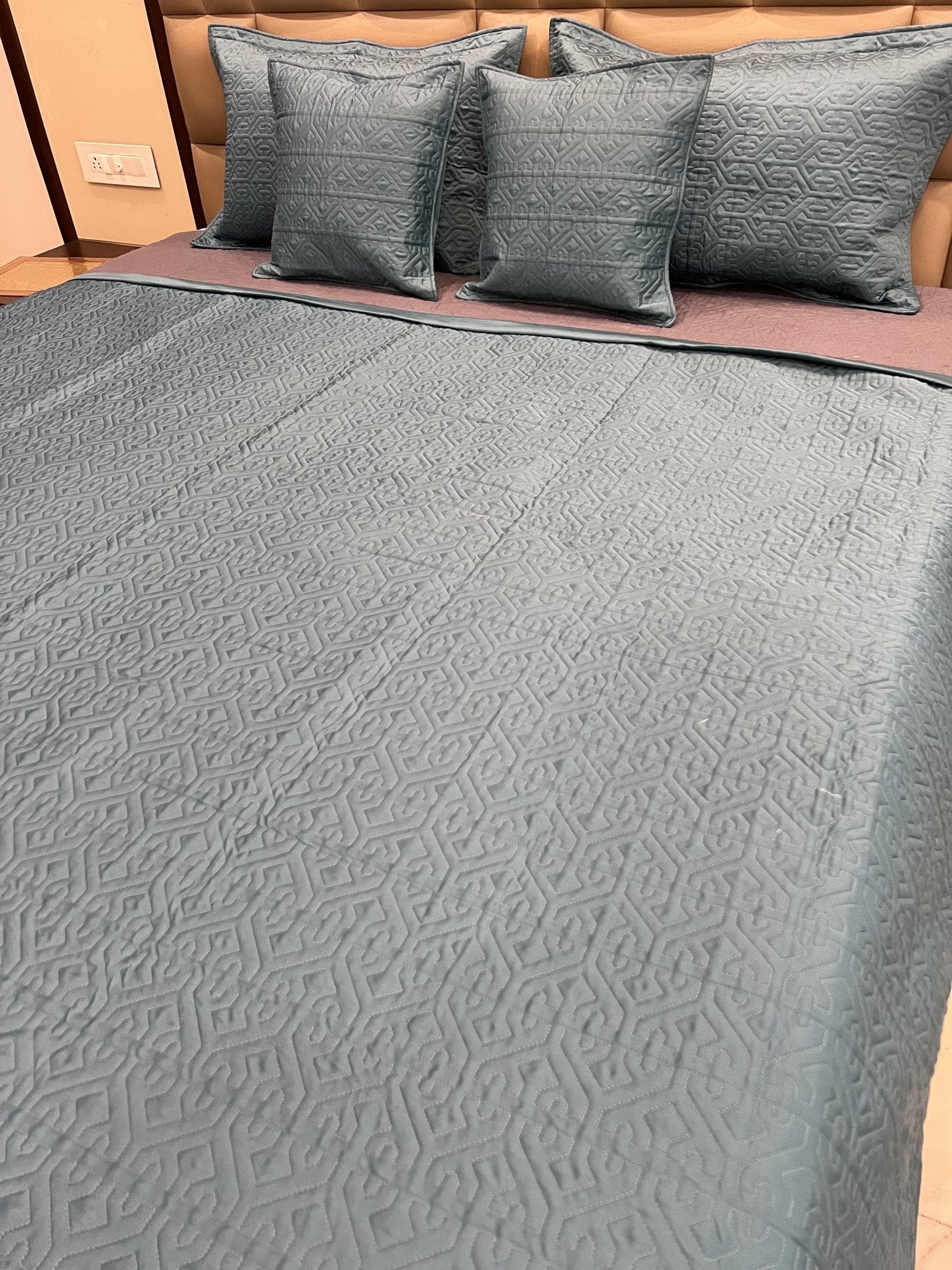 Teal Quilted Bedcover 5pc Set