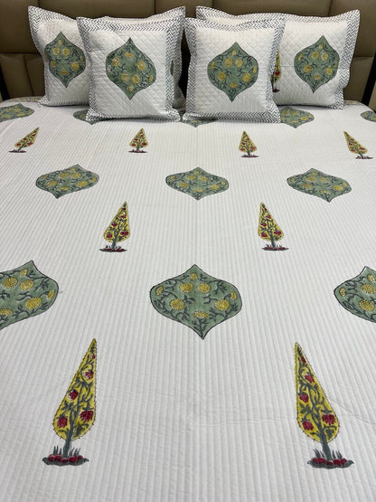 Handblock Quilted Bedcover 5pc Set