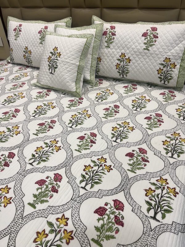 Handblock Quilted Bedcover 5pc Set