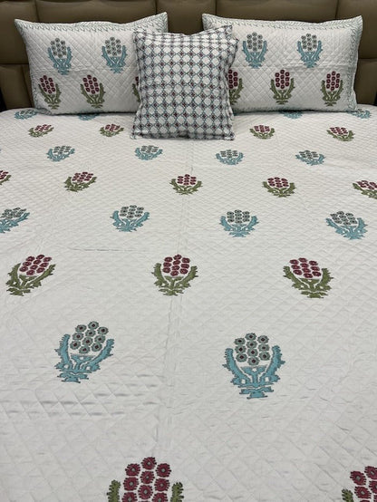 Handblock Quilted Bedcover 5pc Set