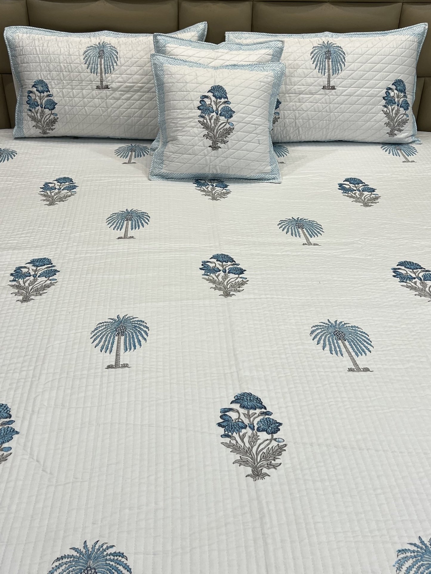 Handblock Quilted Bedcover 5pc Set