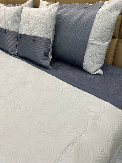 Baby Blue Quilted Bedcover 5pc Set