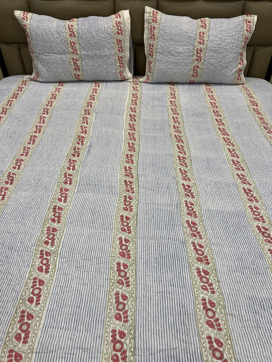 Handblock Quilted Bedcover 3pc Set