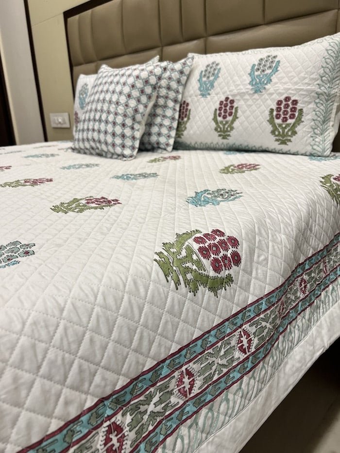 Handblock Quilted Bedcover 5pc Set