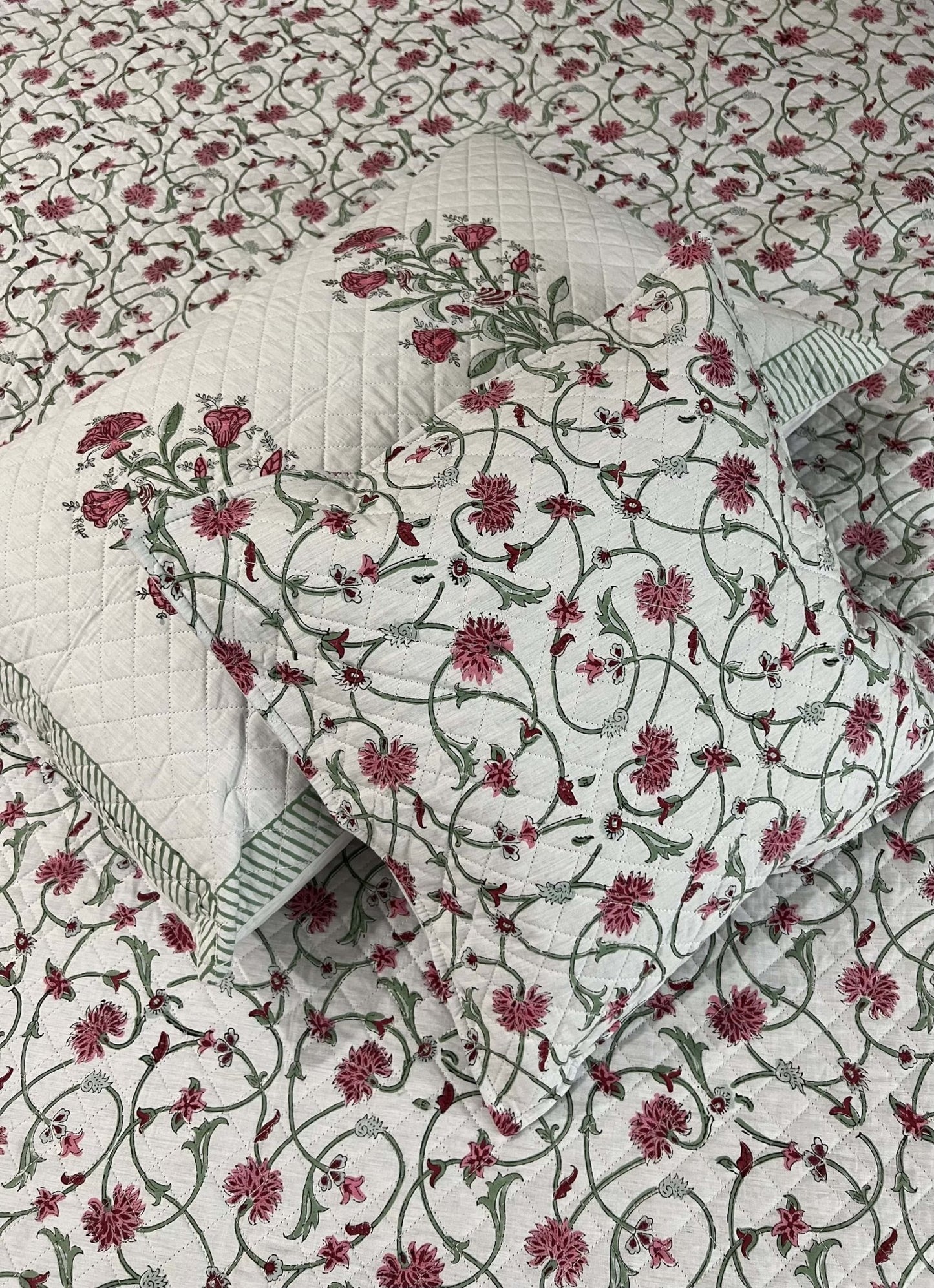 Handblock Quilted Bedcover 5pc Set