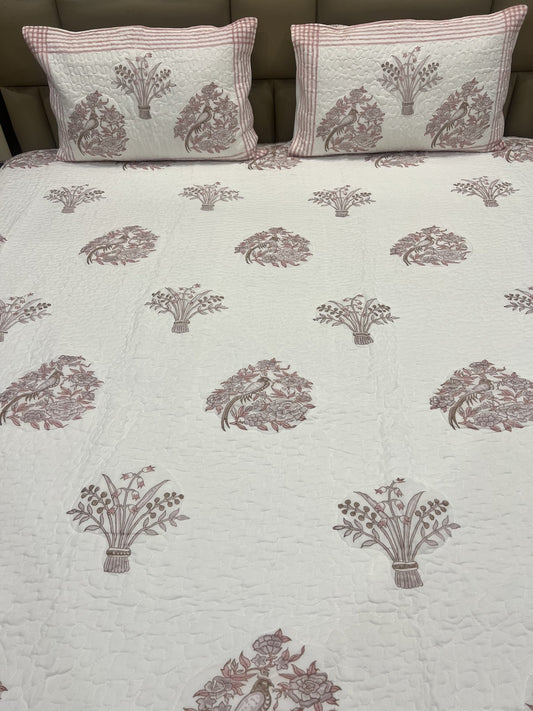 Handblock Quilted Bedcover 3pc Set