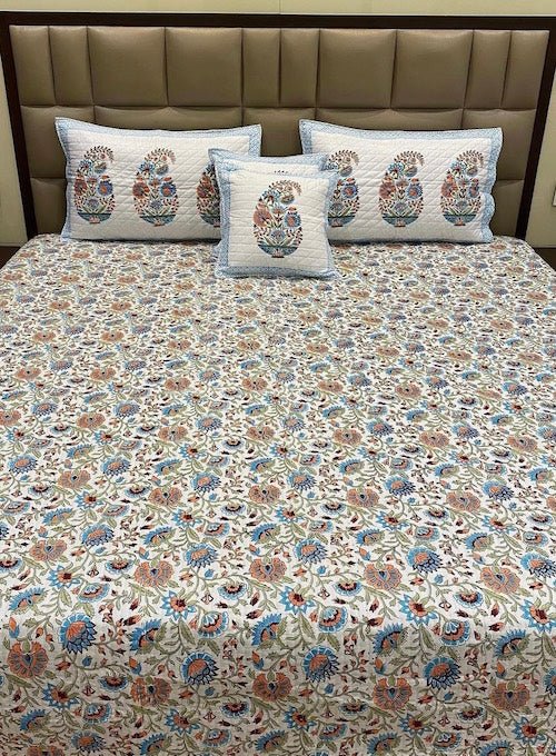 Handblock Quilted Bedcover 5pc Set