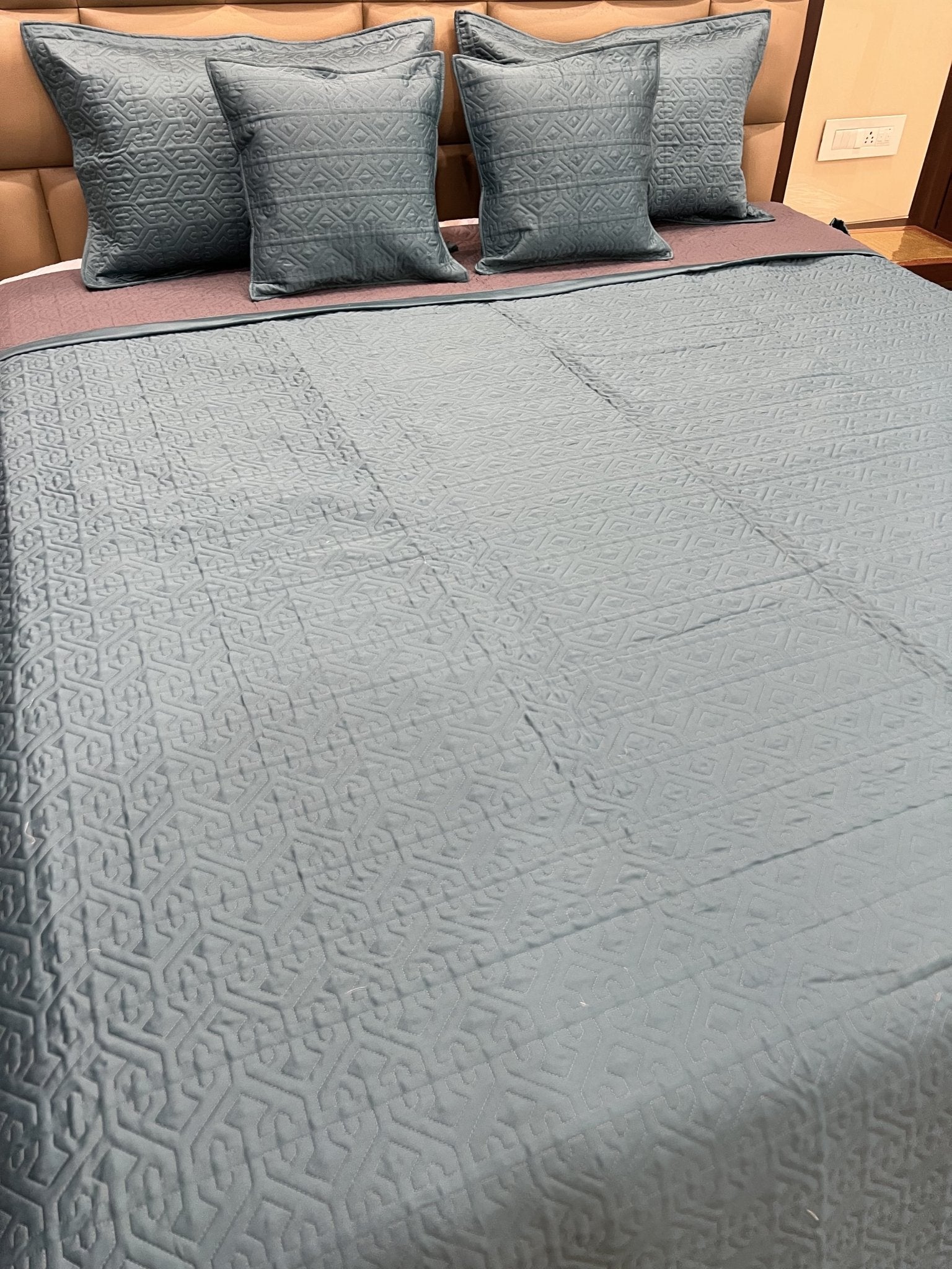 Teal Quilted Bedcover 5pc Set