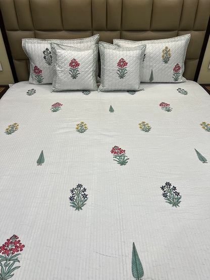 Handblock Quilted Bedcover 5pc Set